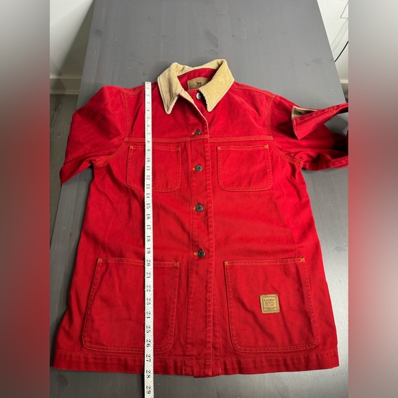 Vintage Lauren Ralph Lauren Red Cotton Chore Coat Barn Jacket Size Medium - Picture 8 of 10